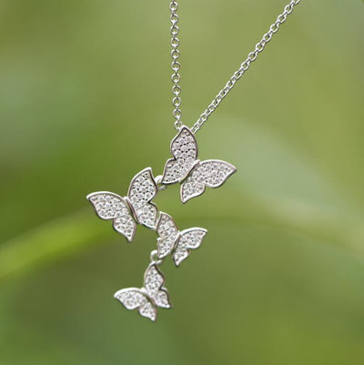 Sterling Silver Butterfly Kaleidoscope Necklace Necklace