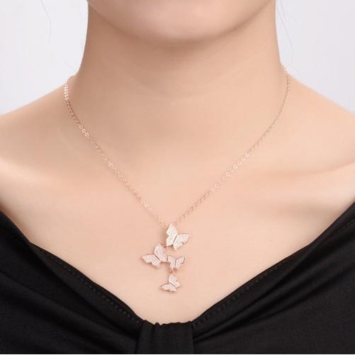 Sterling Silver Butterfly Kaleidoscope Necklace Rose Gold Necklace