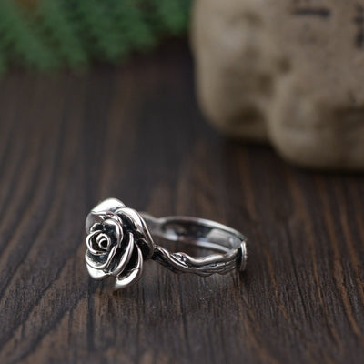 Sterling Silver Vintage Rose Ring Rings