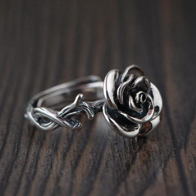 Sterling Silver Vintage Rose Ring Rings