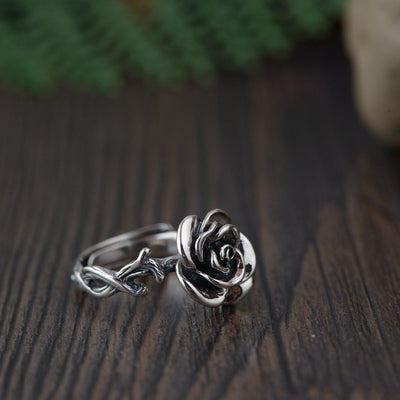 Sterling Silver Vintage Rose Ring Rings