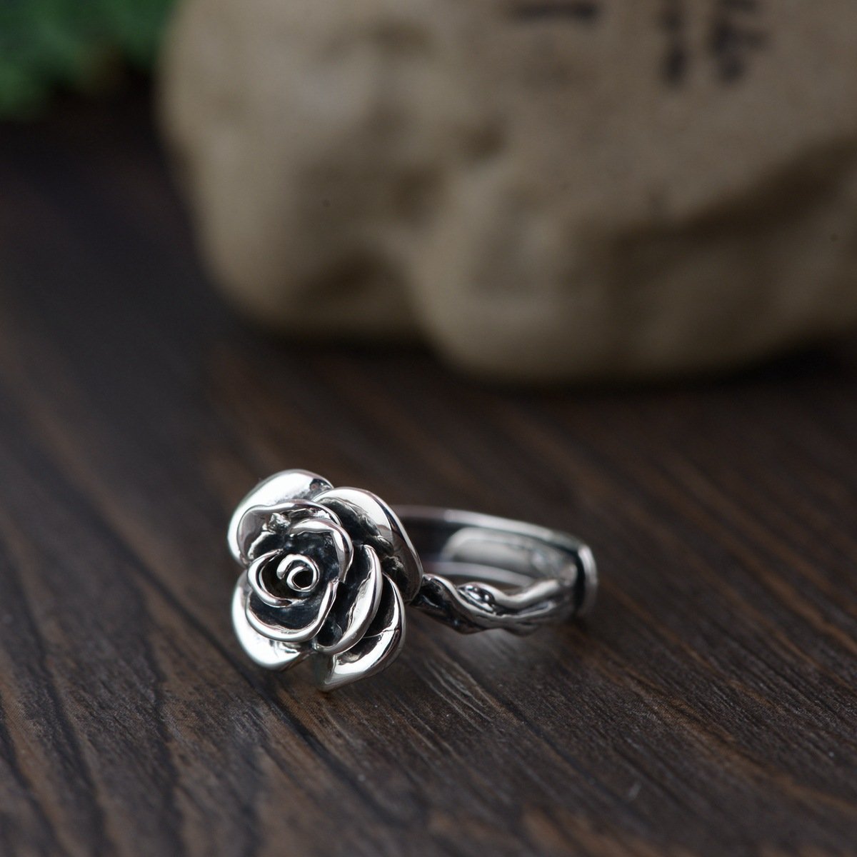 Sterling Silver Vintage Rose Ring Rings
