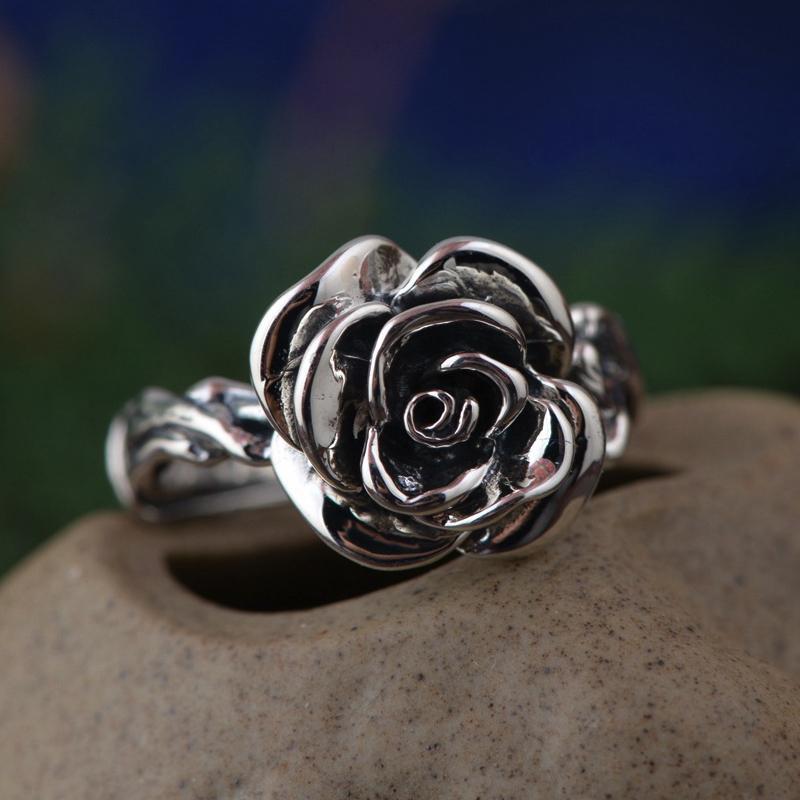 Sterling Silver Vintage Rose Ring Rings