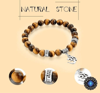 Tiger Eye Stone Om Bracelet Bracelet