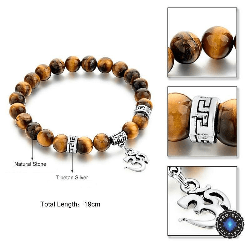 Tiger Eye Stone Om Bracelet Bracelet