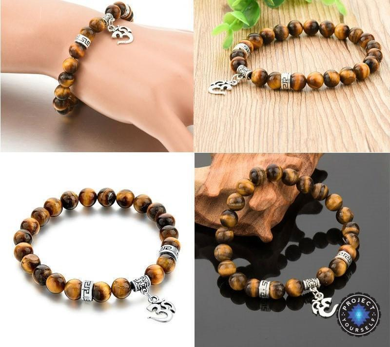 Tiger Eye Stone Om Bracelet Bracelet