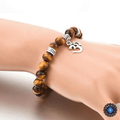 Tiger Eye Stone Om Bracelet Bracelet