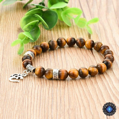 Tiger Eye Stone Om Bracelet Bracelet