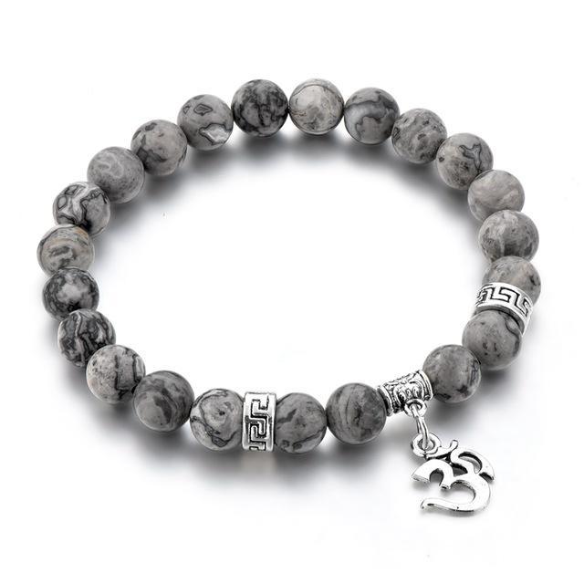 Tiger Eye Stone Om Bracelet Gray Map Bracelet