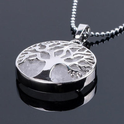 Tree Of Life Healing Stone Openwork Necklace Clear Rock Quartz Necklace