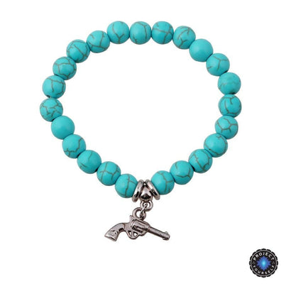 Turquoise Charm Bracelet + Pendant Gun Bracelet