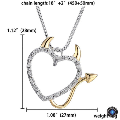 Two Tone Gold and Silver Plated Devil Sweetheart Pendant Necklace Necklace