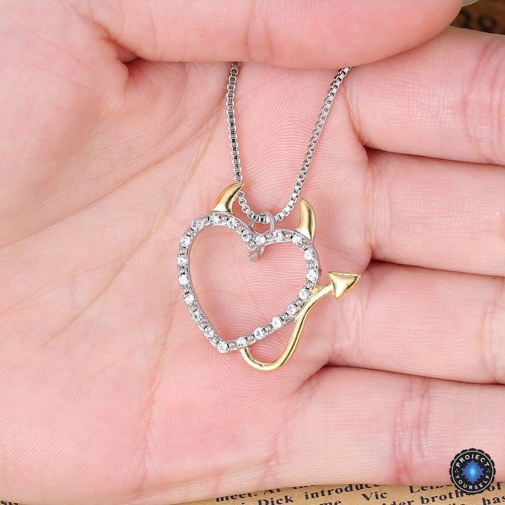 Two Tone Gold and Silver Plated Devil Sweetheart Pendant Necklace Necklace