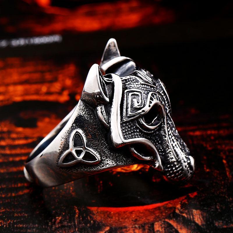 Viking Wolf Stainless Steel Ring Rings