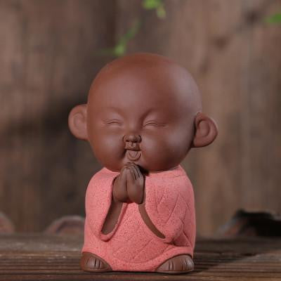 Zen Monk Cute Ceramic Figurine Red 1 Buddha Statue